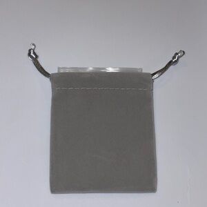 Gray Drawstring Pouch With Pearl Earring Set